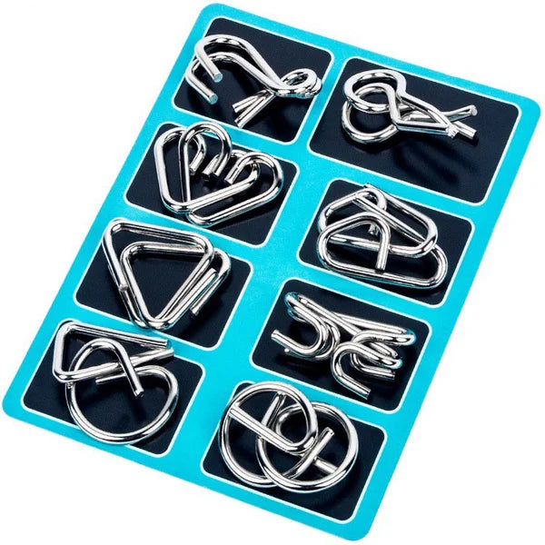 🧠Metall Puzzle Ring achtteilig blaue Version Denksportaufgaben🔗