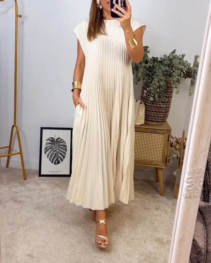 👗 Minimalistisches Monochromes Kleid mit Plissee für Damen(💥 50% Rabatt und kostenloser Versand )