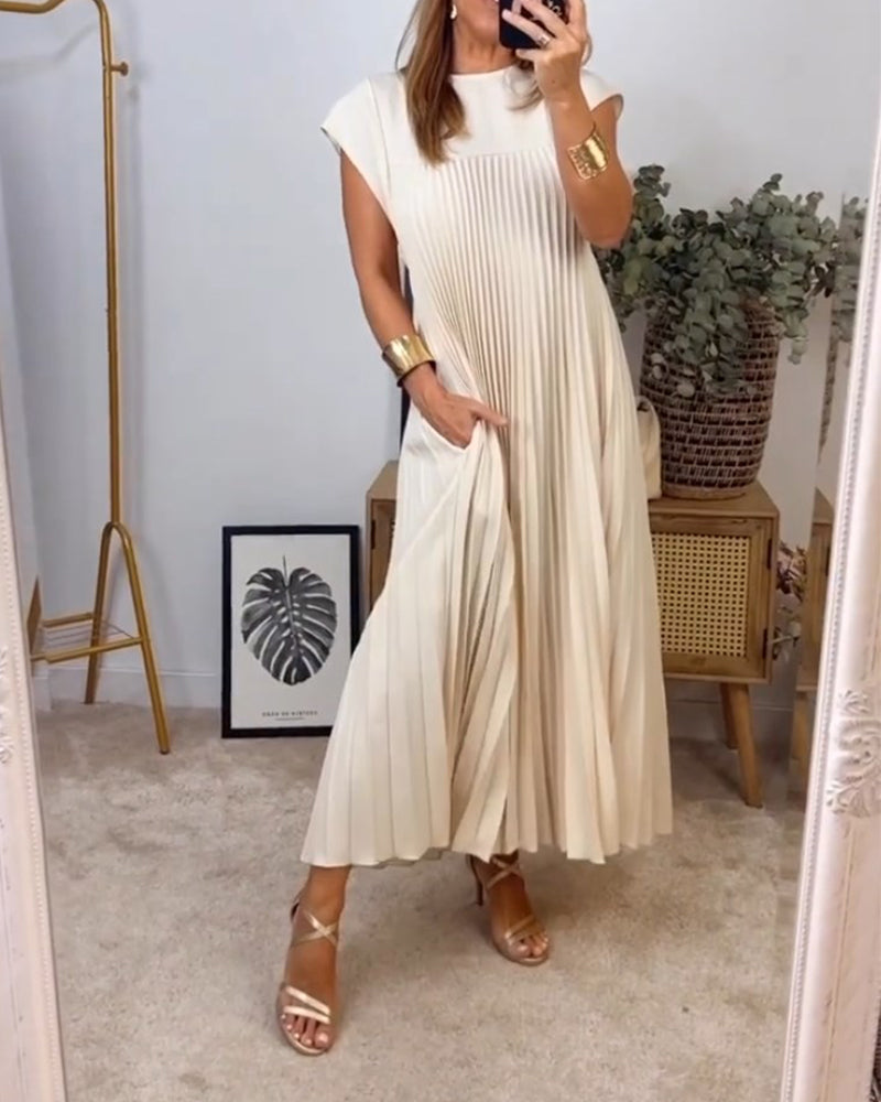 👗 Minimalistisches Monochromes Kleid mit Plissee für Damen(💥 50% Rabatt und kostenloser Versand )