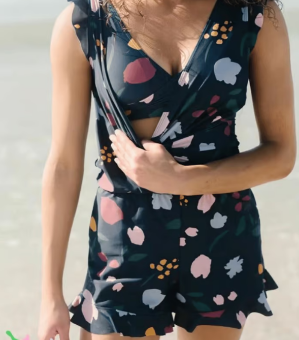 🩷Neujahrs-Hot-Sale 49% Rabatt🩷Schwimm-Strampler mit integriertem BH und Shorts mit Taschen