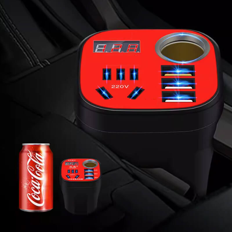 Im Auto montierter Becher-Wechselrichter QC-Ladegerät(🔥Mehr kaufen mehr sparen💯)