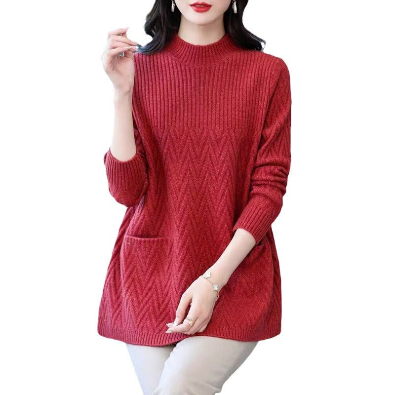 ✨Halblanger Damen-Pullover mit halbhohem Halsausschnitt