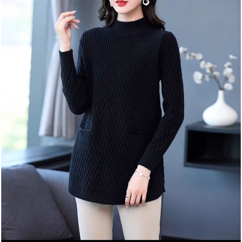 ✨Halblanger Damen-Pullover mit halbhohem Halsausschnitt