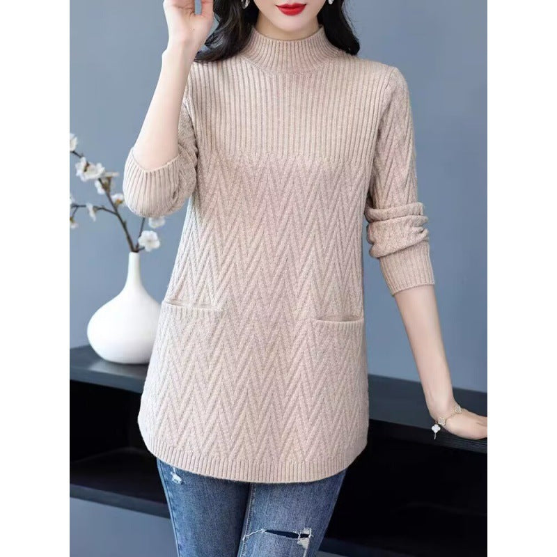✨Halblanger Damen-Pullover mit halbhohem Halsausschnitt