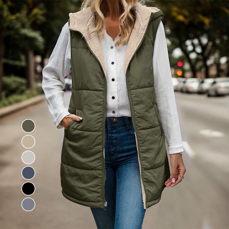 💖Herbst & Winter Neuankünfte - Damen Herbst Reversible Weste Ärmellose Faux Fleece Jacke【Kostenloser Versand!】