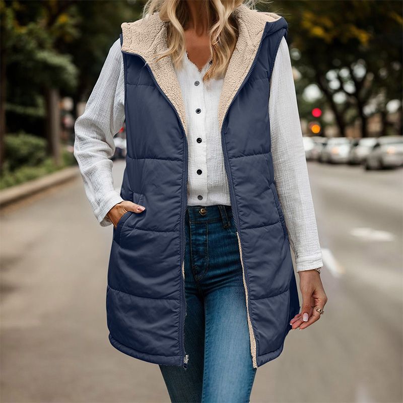 💖Herbst & Winter Neuankünfte - Damen Herbst Reversible Weste Ärmellose Faux Fleece Jacke【Kostenloser Versand!】