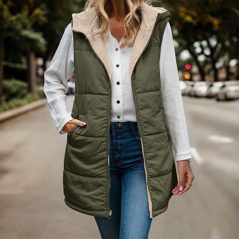 💖Herbst & Winter Neuankünfte - Damen Herbst Reversible Weste Ärmellose Faux Fleece Jacke【Kostenloser Versand!】
