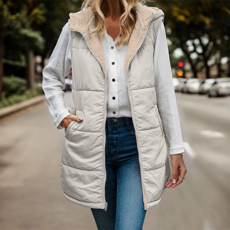 💖Herbst & Winter Neuankünfte - Damen Herbst Reversible Weste Ärmellose Faux Fleece Jacke【Kostenloser Versand!】