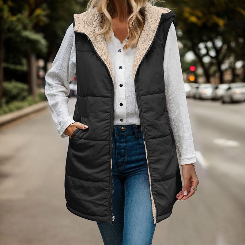 💖Herbst & Winter Neuankünfte - Damen Herbst Reversible Weste Ärmellose Faux Fleece Jacke【Kostenloser Versand!】