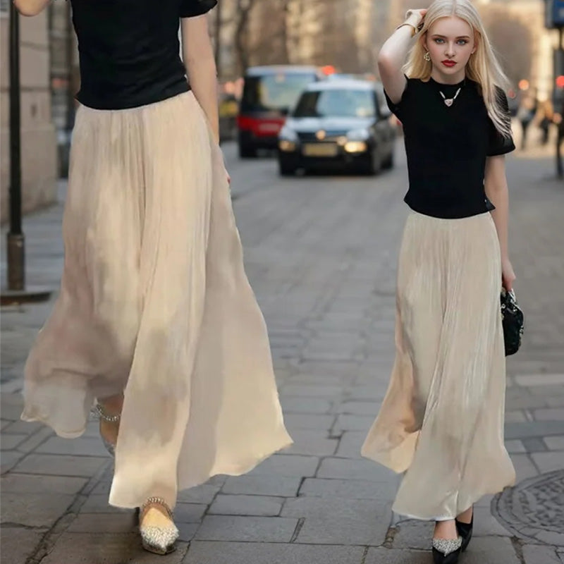 đ„Hot Sale 49% Offđ„Glasierte Eis Seide Boden-LĂ€nge Weites-Bein Culottes
