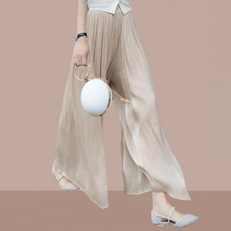 đ„Hot Sale 49% Offđ„Glasierte Eis Seide Boden-LĂ€nge Weites-Bein Culottes