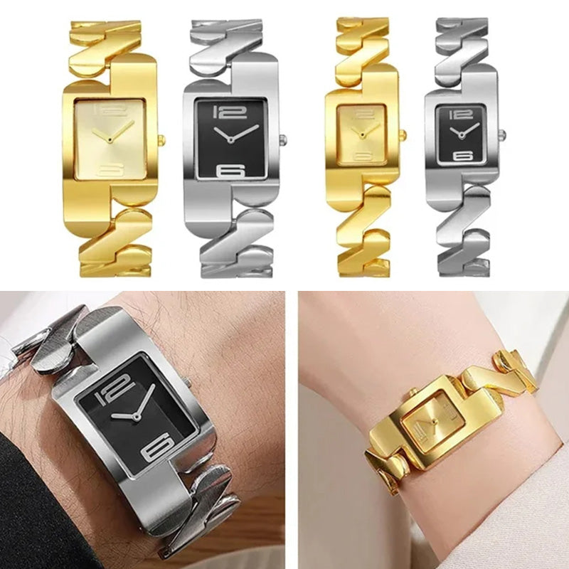 Quadratische Quarzuhr im Vintage-Stil