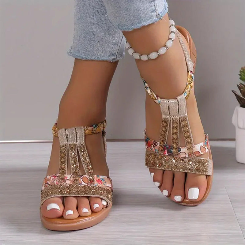 🔥 Letzter Tag Promotion 50% OFF - Frauen Neue Sommer Strass Offene Zehe Orthopädische Sandalen