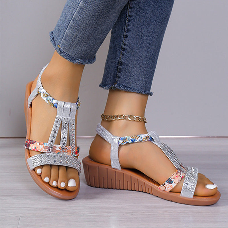 🔥 Letzter Tag Promotion 50% OFF - Frauen Neue Sommer Strass Offene Zehe Orthopädische Sandalen
