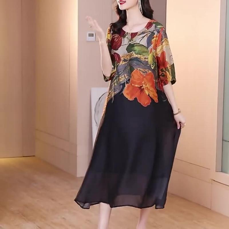 🔥beliebtes Produkt🔥Elegantes, fließendes Kleid mit Blumenmuster in Übergröße