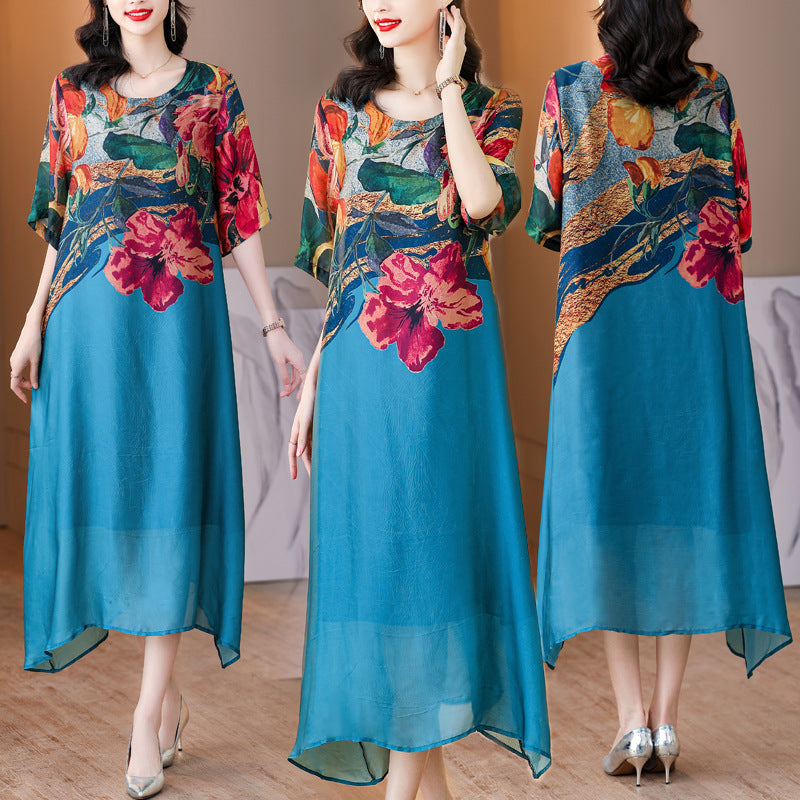 🔥beliebtes Produkt🔥Elegantes, fließendes Kleid mit Blumenmuster in Übergröße