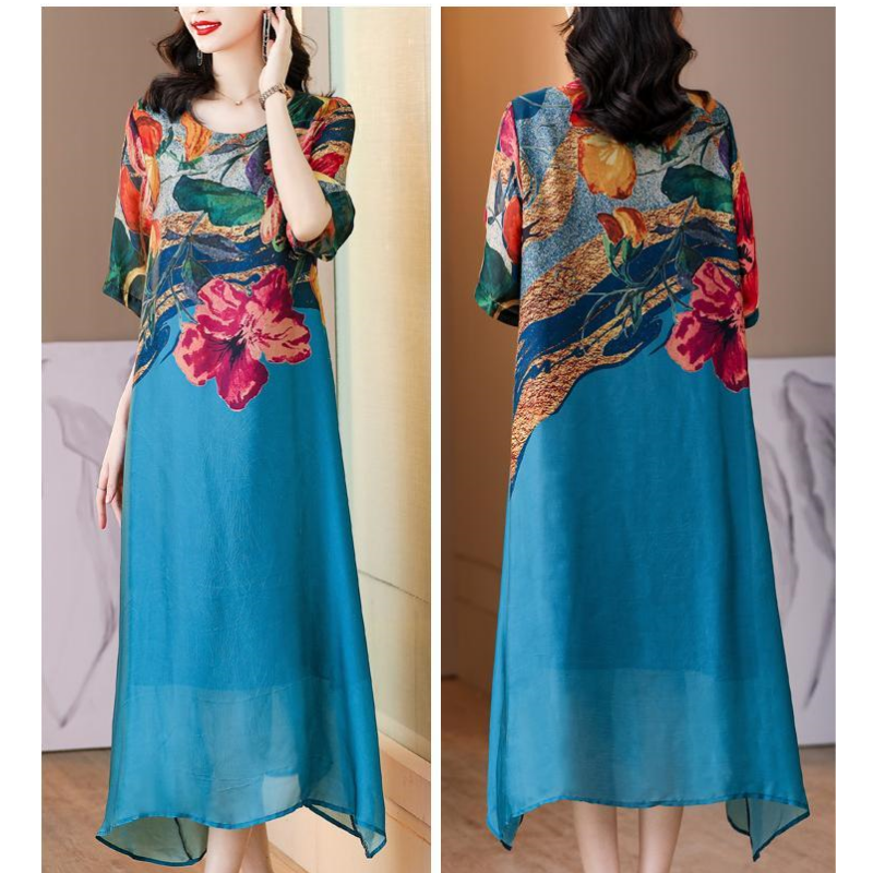 🔥beliebtes Produkt🔥Elegantes, fließendes Kleid mit Blumenmuster in Übergröße