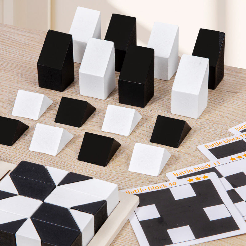 🎁Zeitlich begrenztes Angebot!🎅Kreatives schwarz-weißes Blockpuzzle-Set für Kinder