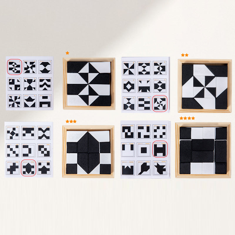 🎁Zeitlich begrenztes Angebot!🎅Kreatives schwarz-weißes Blockpuzzle-Set für Kinder