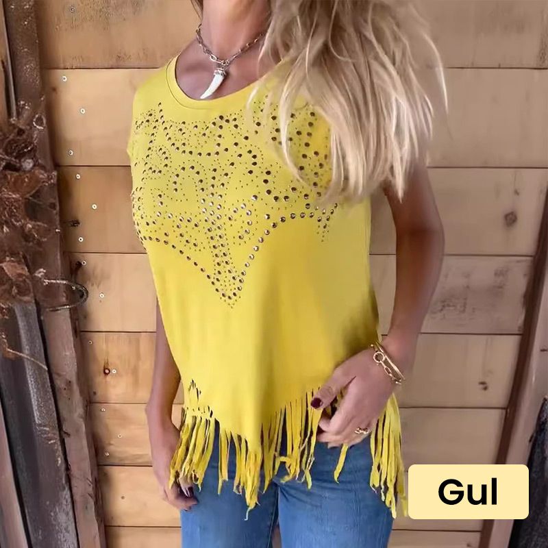 👚49% Rabatt💕Unifarbenes, kurzärmeliges Damen-T-Shirt mit heißem Aufdruck und ausgefranstem Saum
