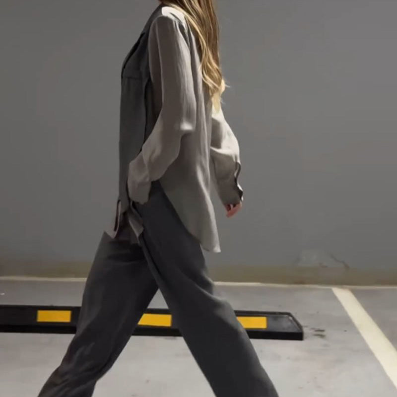 💕Modisches zweiteiliges Set aus Hemd und Hose mit Patchwork und unregelmäßiger Schnürung