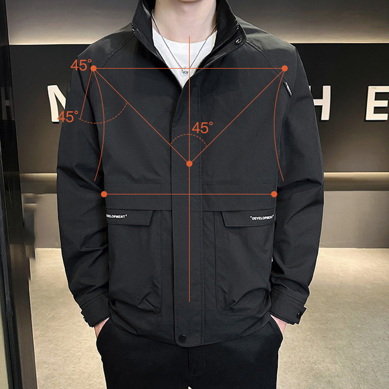 Stilvolle Herrenjacke mit durchgehendem Reißverschluss und Taschen