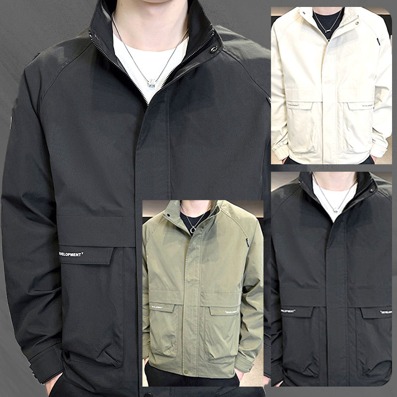 Stilvolle Herrenjacke mit durchgehendem Reißverschluss und Taschen