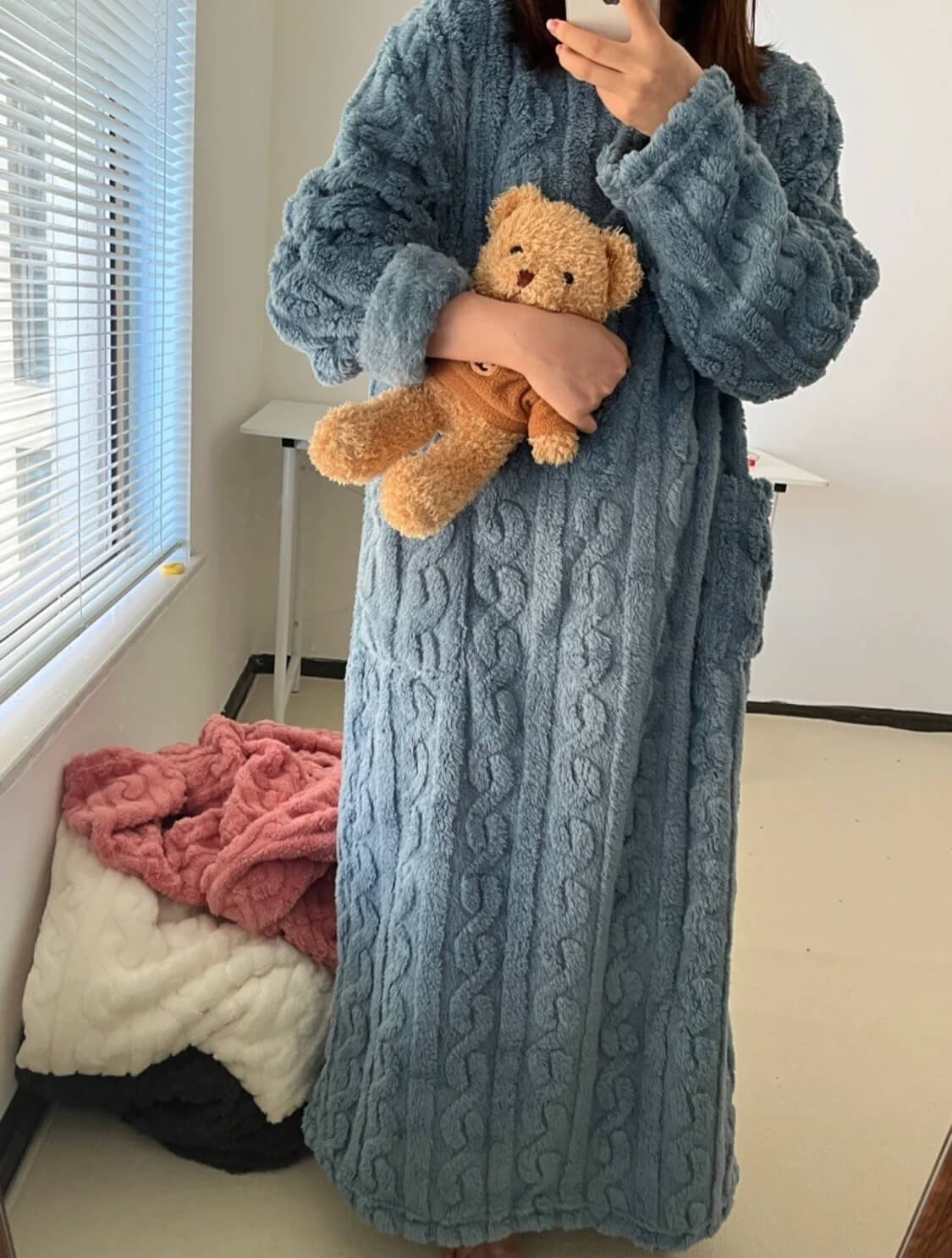 🎅Weihnachtsvorverkauf🎁Winterliche Korallensamt-Hauskleidung