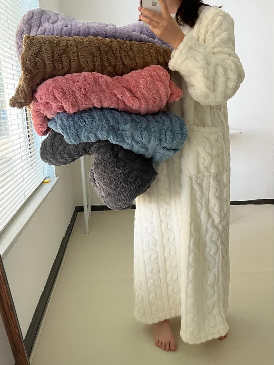 🎅Weihnachtsvorverkauf🎁Winterliche Korallensamt-Hauskleidung