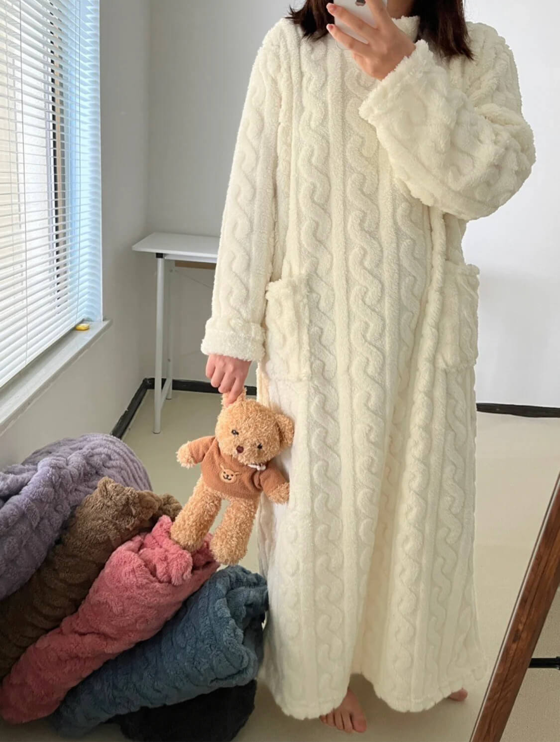 🎅Weihnachtsvorverkauf🎁Winterliche Korallensamt-Hauskleidung