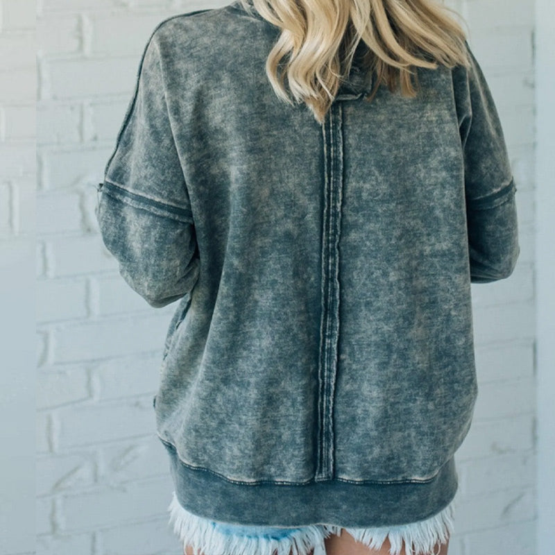 Trendy Loose Fit Langarm-Sweatshirt für Damen mit Rundhalsausschnitt