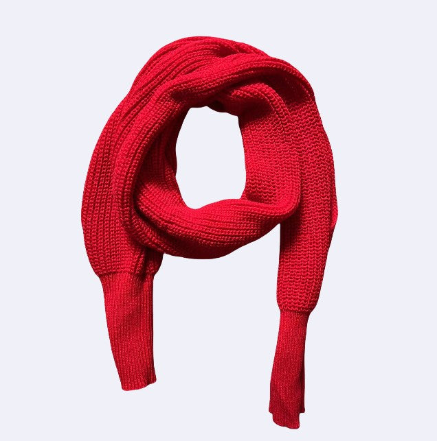 2024 Einfarbiger gestrickter Pulloverschal mit Ärmeln für Frauen