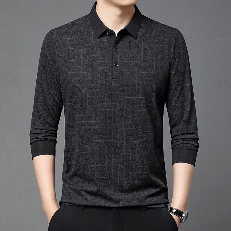 👔Elegantes lässiges langärmeliges T-Shirt mit 3 Knöpfen und Reverskragen für Männer