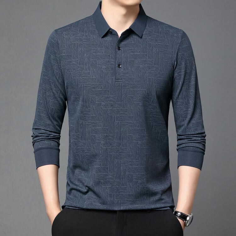 👔Elegantes lässiges langärmeliges T-Shirt mit 3 Knöpfen und Reverskragen für Männer