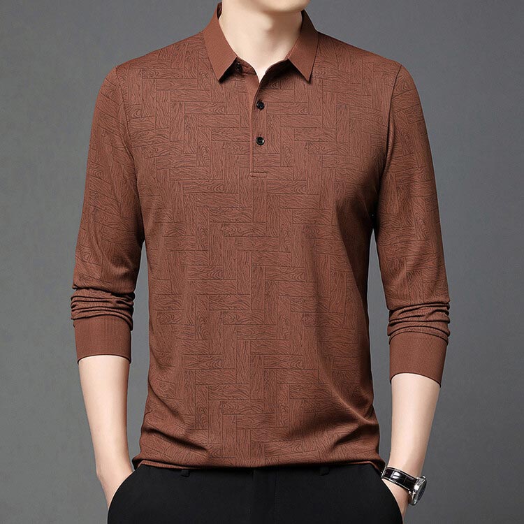 👔Elegantes lässiges langärmeliges T-Shirt mit 3 Knöpfen und Reverskragen für Männer