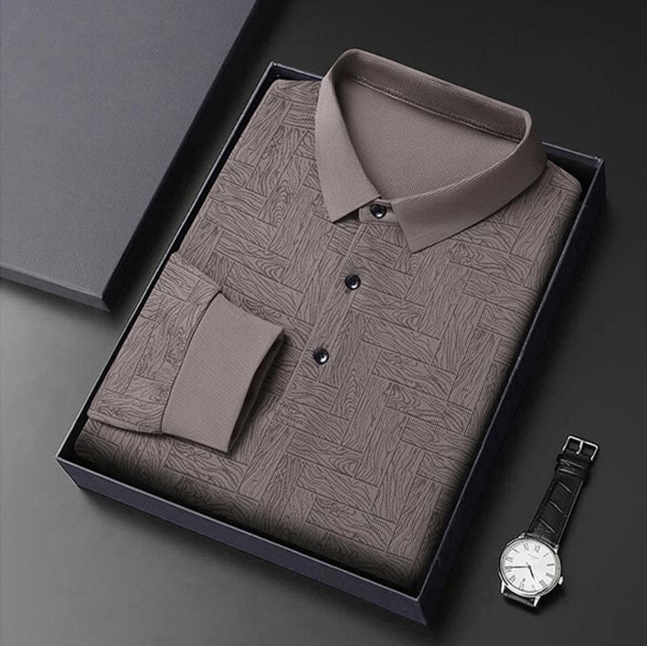 👔Elegantes lässiges langärmeliges T-Shirt mit 3 Knöpfen und Reverskragen für Männer