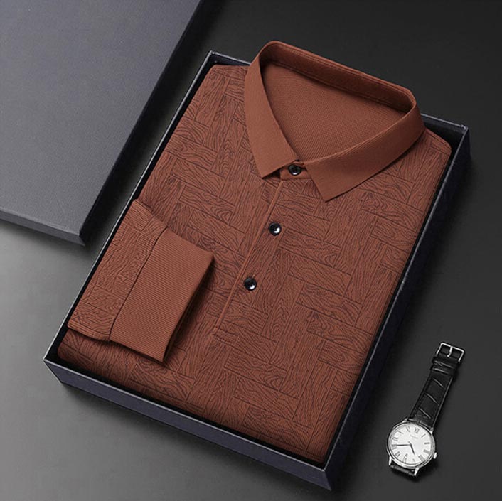 👔Elegantes lässiges langärmeliges T-Shirt mit 3 Knöpfen und Reverskragen für Männer