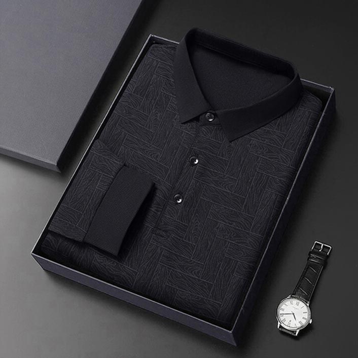 👔Elegantes lässiges langärmeliges T-Shirt mit 3 Knöpfen und Reverskragen für Männer