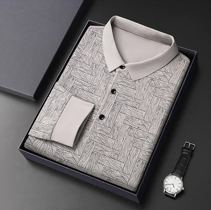 👔Elegantes lässiges langärmeliges T-Shirt mit 3 Knöpfen und Reverskragen für Männer