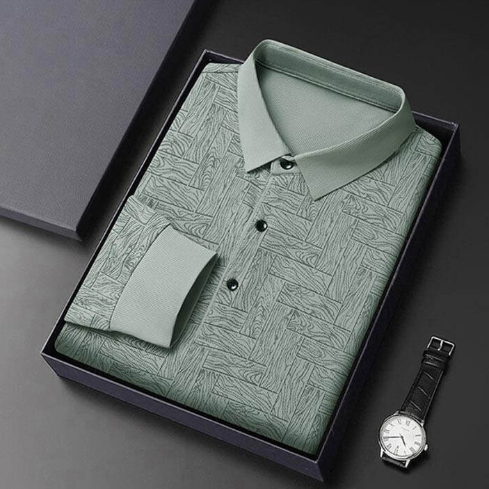 👔Elegantes lässiges langärmeliges T-Shirt mit 3 Knöpfen und Reverskragen für Männer