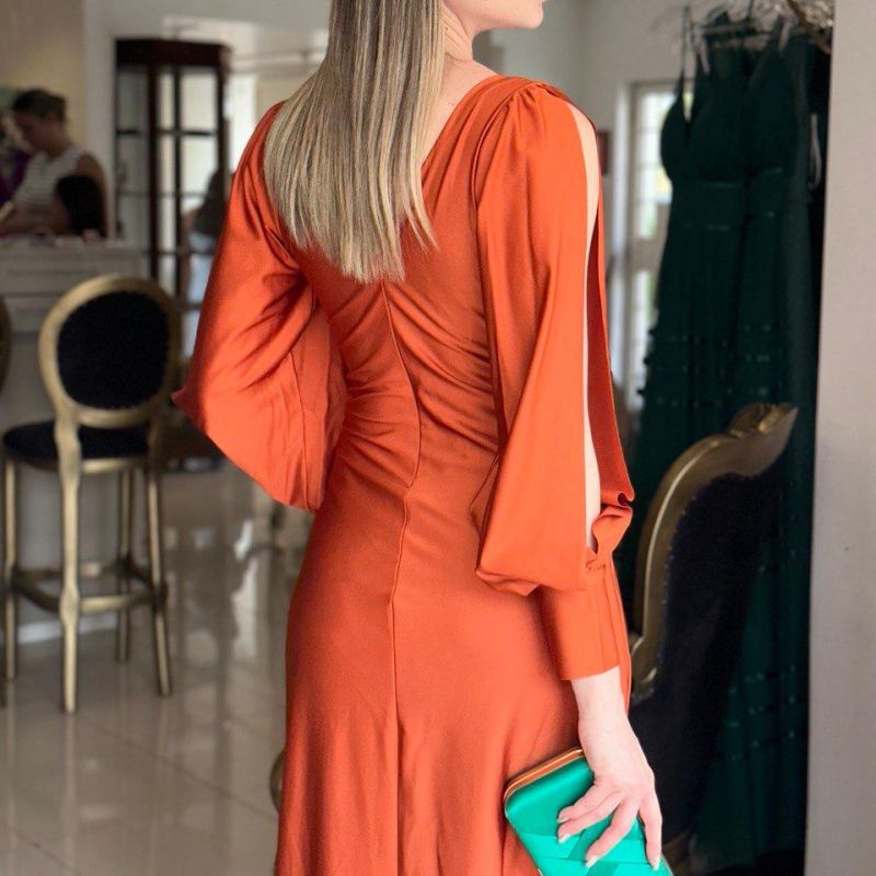 Glänzendes, fließendes, einfarbiges, bodenlanges Kleid für Damen