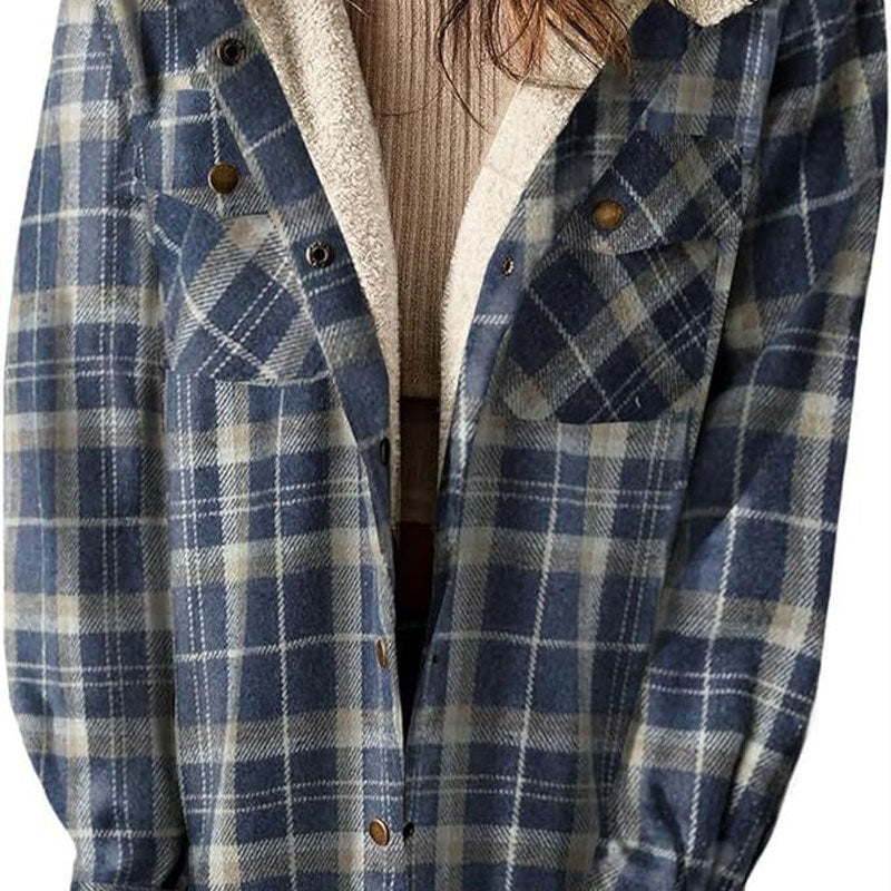 🔥49% Rabatt - Trendy karierte Winterjacke mit Kapuze für Damen