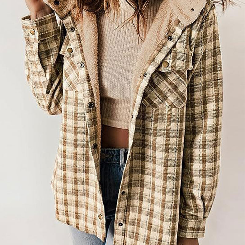 🔥49% Rabatt - Trendy karierte Winterjacke mit Kapuze für Damen