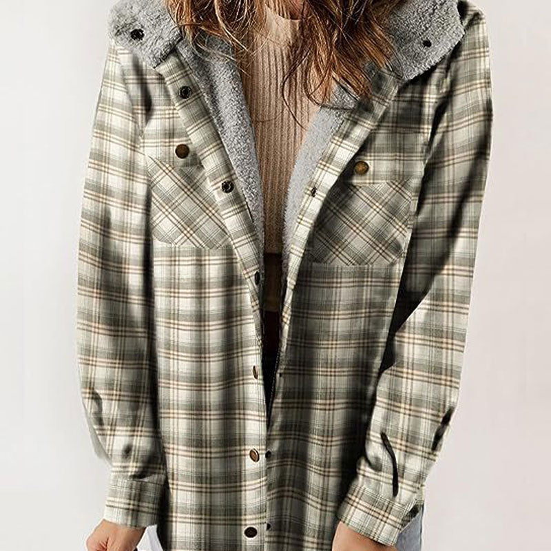 🔥49% Rabatt - Trendy karierte Winterjacke mit Kapuze für Damen