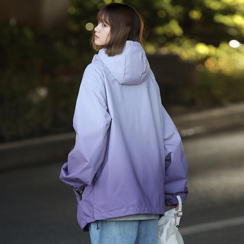 ✨New Arrival✨Gradient Color Unisex Hooded Windproof and Waterproof Jacket