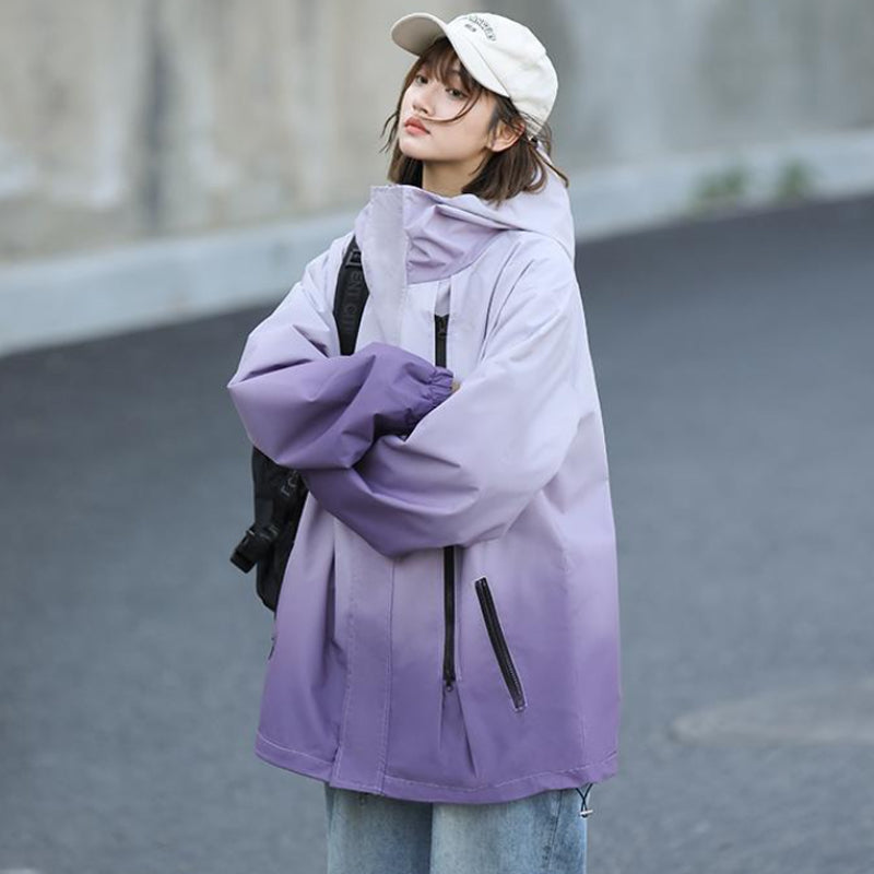 ✨New Arrival✨Gradient Color Unisex Hooded Windproof and Waterproof Jacket