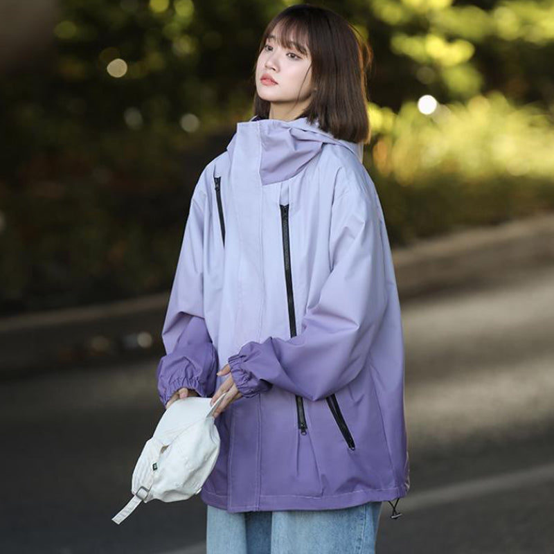 ✨New Arrival✨Gradient Color Unisex Hooded Windproof and Waterproof Jacket