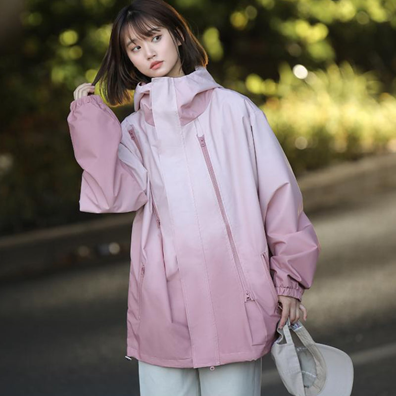 ✨New Arrival✨Gradient Color Unisex Hooded Windproof and Waterproof Jacket