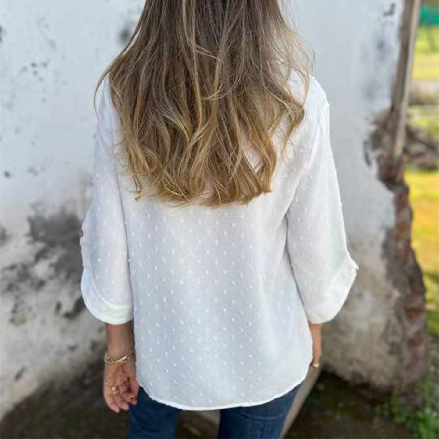 🔥Begrenzte Zeit - 50 % RABATT🔥Lässiges Jacquard-Oberteil mit Rundhalsausschnitt für Damen