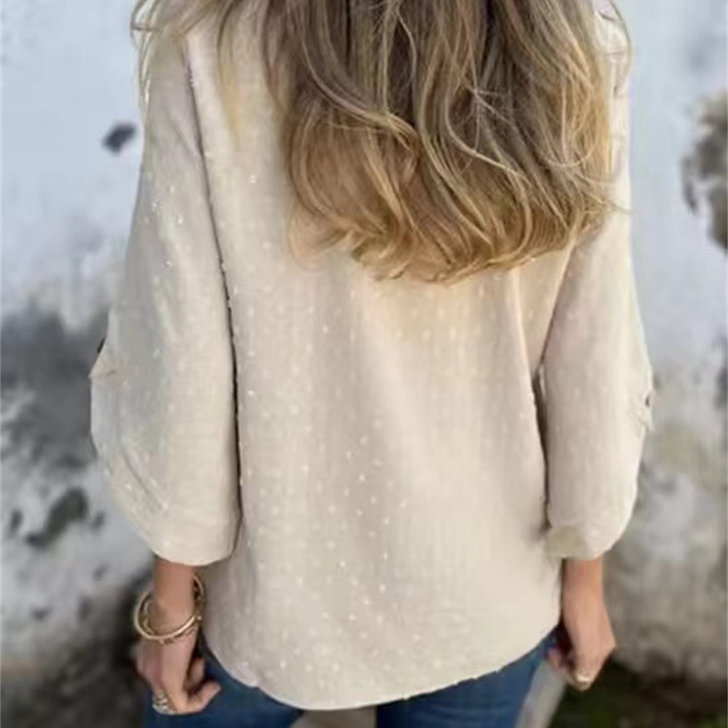🔥Begrenzte Zeit - 50 % RABATT🔥Lässiges Jacquard-Oberteil mit Rundhalsausschnitt für Damen